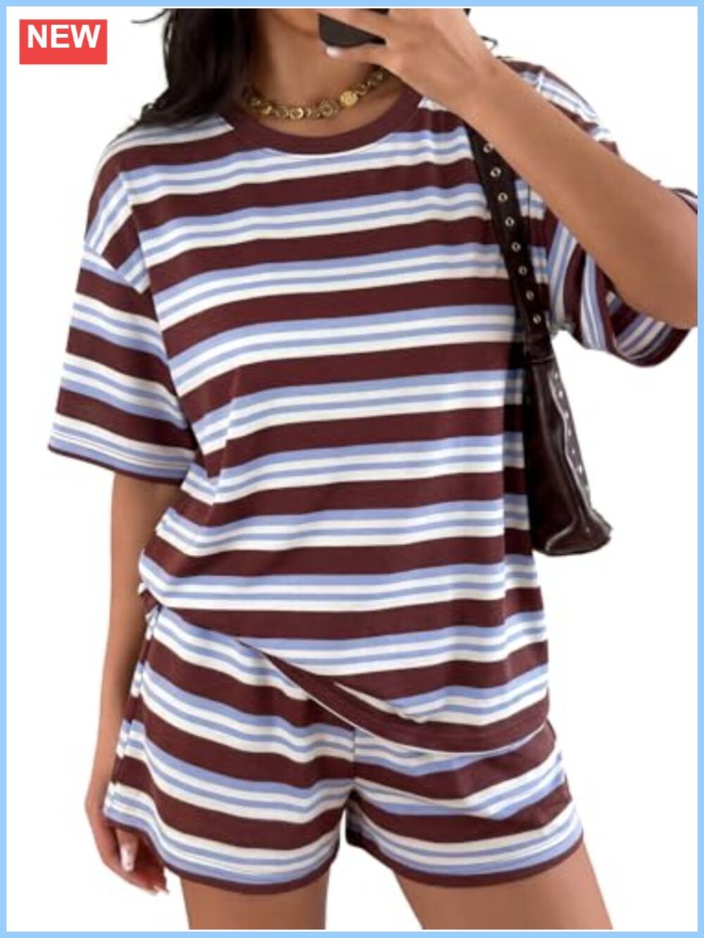 Women's 2 Piece Lounge Set Oversized Tee & High Waisted Shorts Summer Outfits